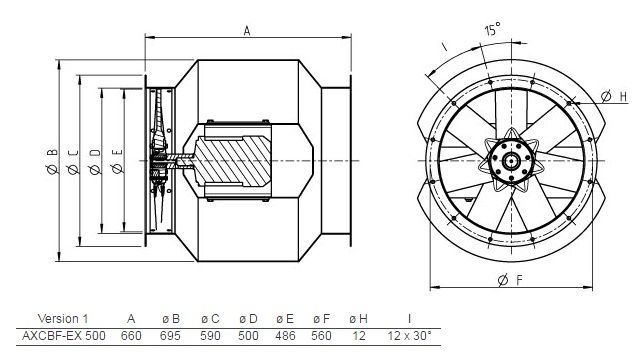 Изображение для товара Systemair AXCBF-EX 500-9/30°-4