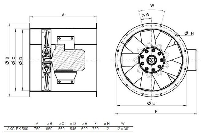 Изображение для товара Systemair AXC-EX 560-9/30°-2