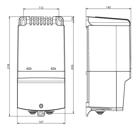 Размеры регулятора скорости Systemair REU 7 SPEED CONTROL