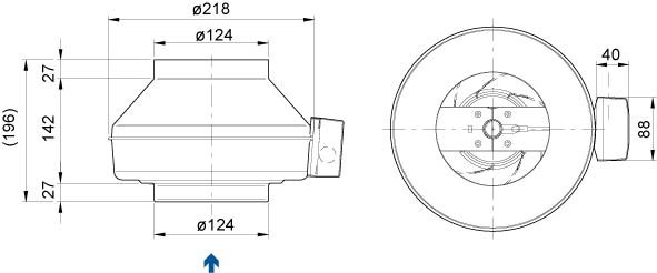 Размеры вентилятора Systemair K 125 M