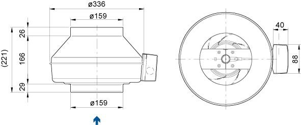 Размеры вентилятора Systemair K 160 XL sileo