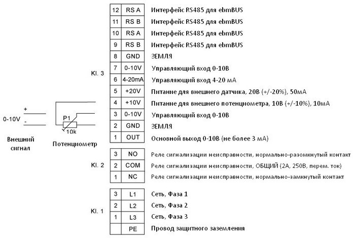 Схема подключения вентилятора Systemair MUB 042 450EC