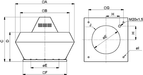 Размеры вентилятора Systemair DVN 355DS