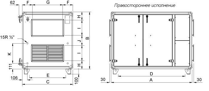 Габариты системы TOPVEX SR04 HWL-L-CAV