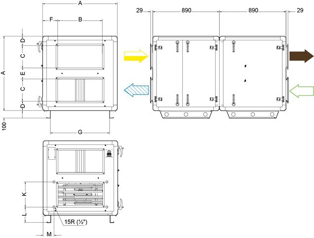 Габаритные размеры Systemair TOPVEX SR09 HWH-L-CAV