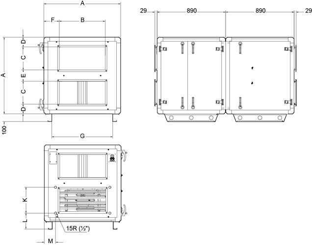 Габариты Systemair TOPVEX SR11 EL-R-CAV