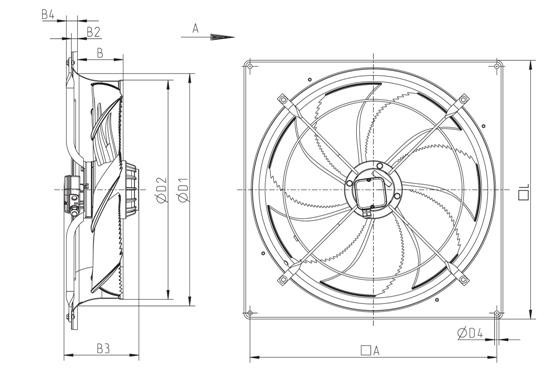 Габаритные размеры вентилятора Systemair AW 710DV SILEO