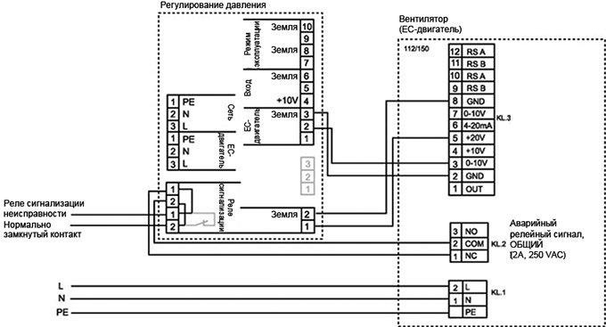 Схема подключения вентилятора Systemair DVCI 450-PK