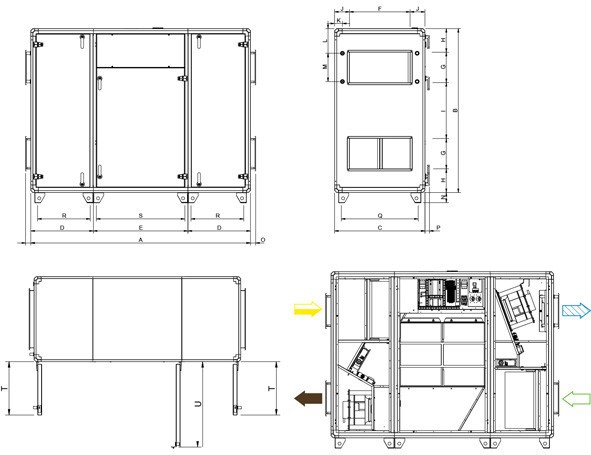Габаритные размеры Systemair TOPVEX SC06 EL-R-CAV