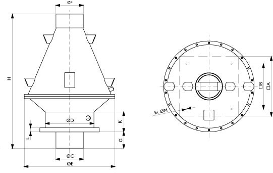 Размеры вентилятора Systemair DVP 400D4-8