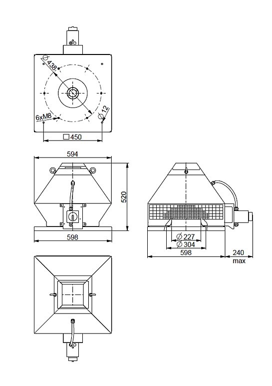 Размеры вентилятора Systemair DVG-H 315D4-XL/F400