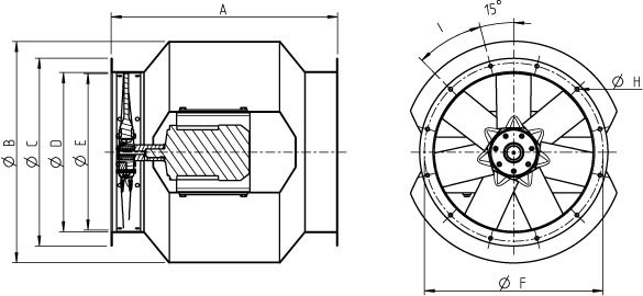 Размеры вентилятора Systemair AXCBF 500D2-20 IE2