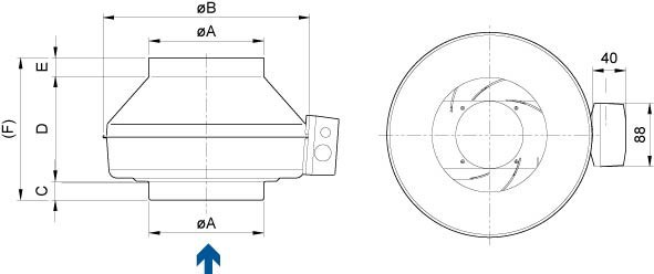 Размеры вентилятора Systemair K 250 EC sileo