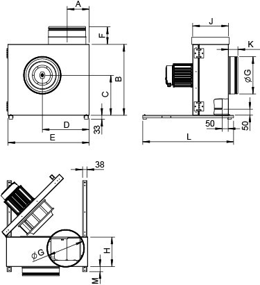Размеры вентилятора Systemair KBR 355EC-L